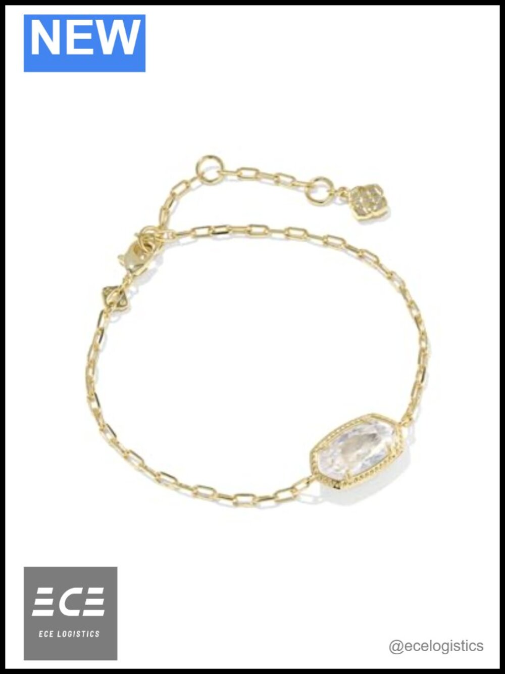 Cubic Zirconia Paperclip Chain Bracelet Adjustable Elegant Everyday Jewelry